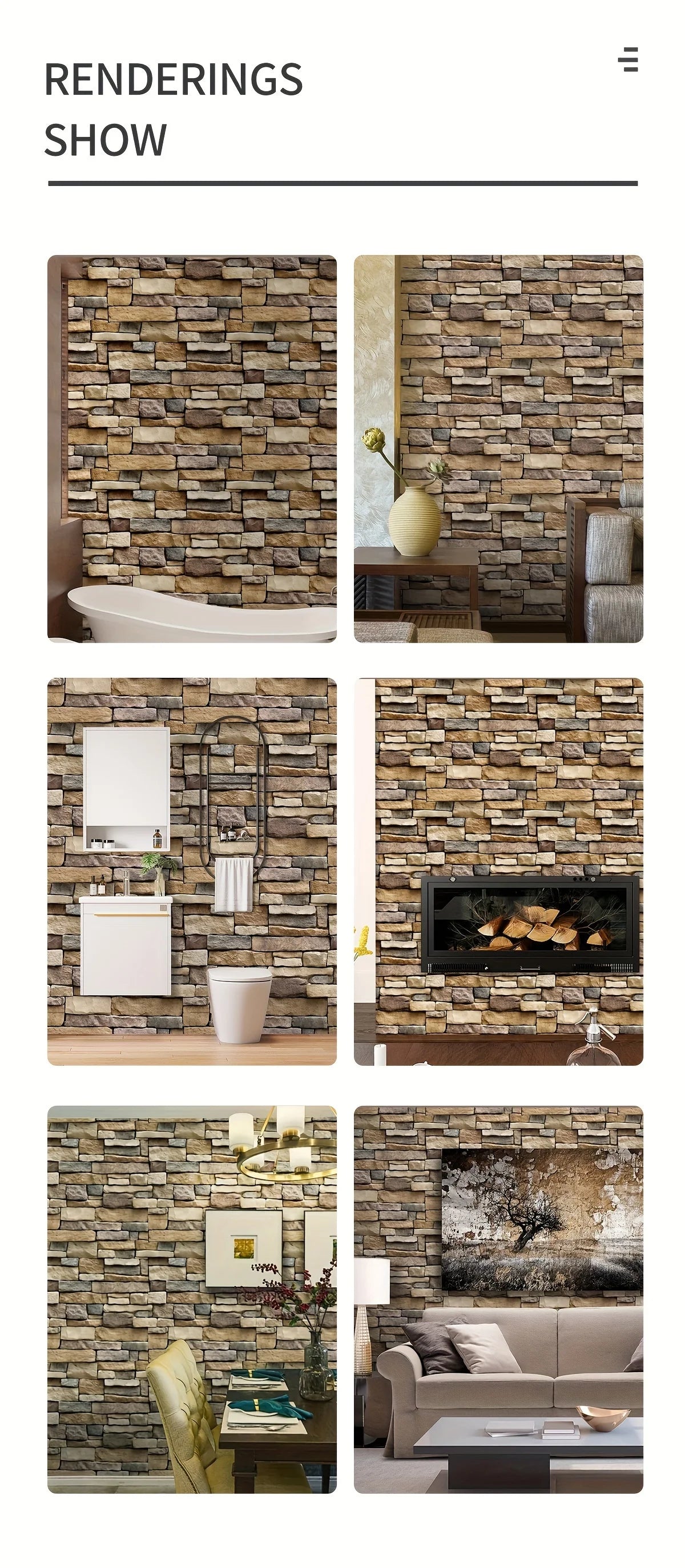 Vinyl Stone Pattern Decor Contact Paper for Home Decor Self Adhesive Waterproof Removable Wallpaper for Living Room Wall Decor