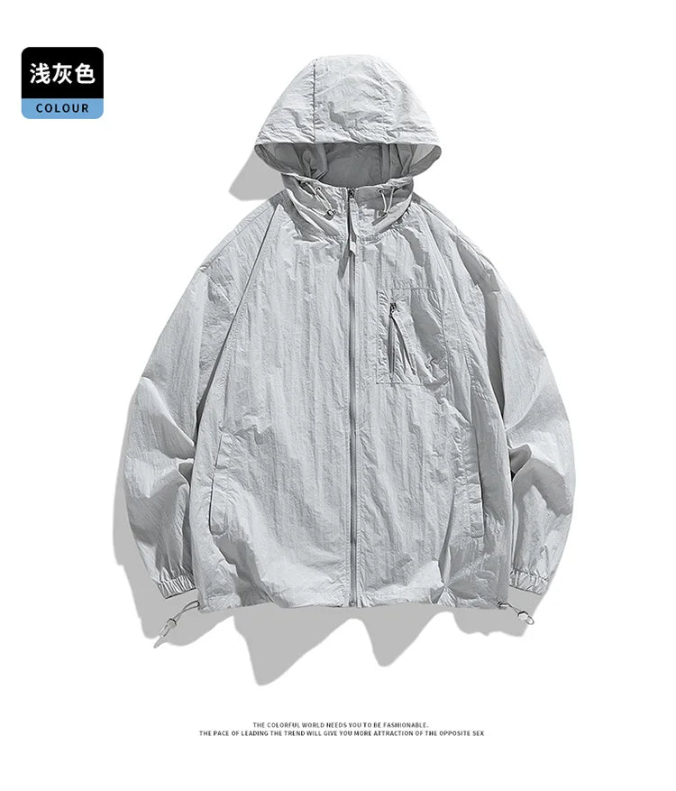 UPF50+Sunscreen Jacket 2024 New Loose and Thin Breathable UV Protection Hooded windbreaker Summer Men's Sunscreen Clothing