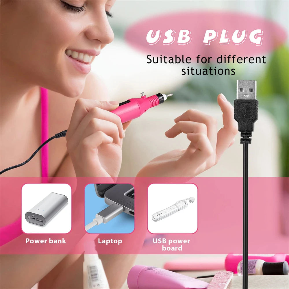 LULAA Strong Electric Nail Sander Nail Drill Machine Grinding Equipment Milling Cutter For Manicure Pedicure Polishing Tools