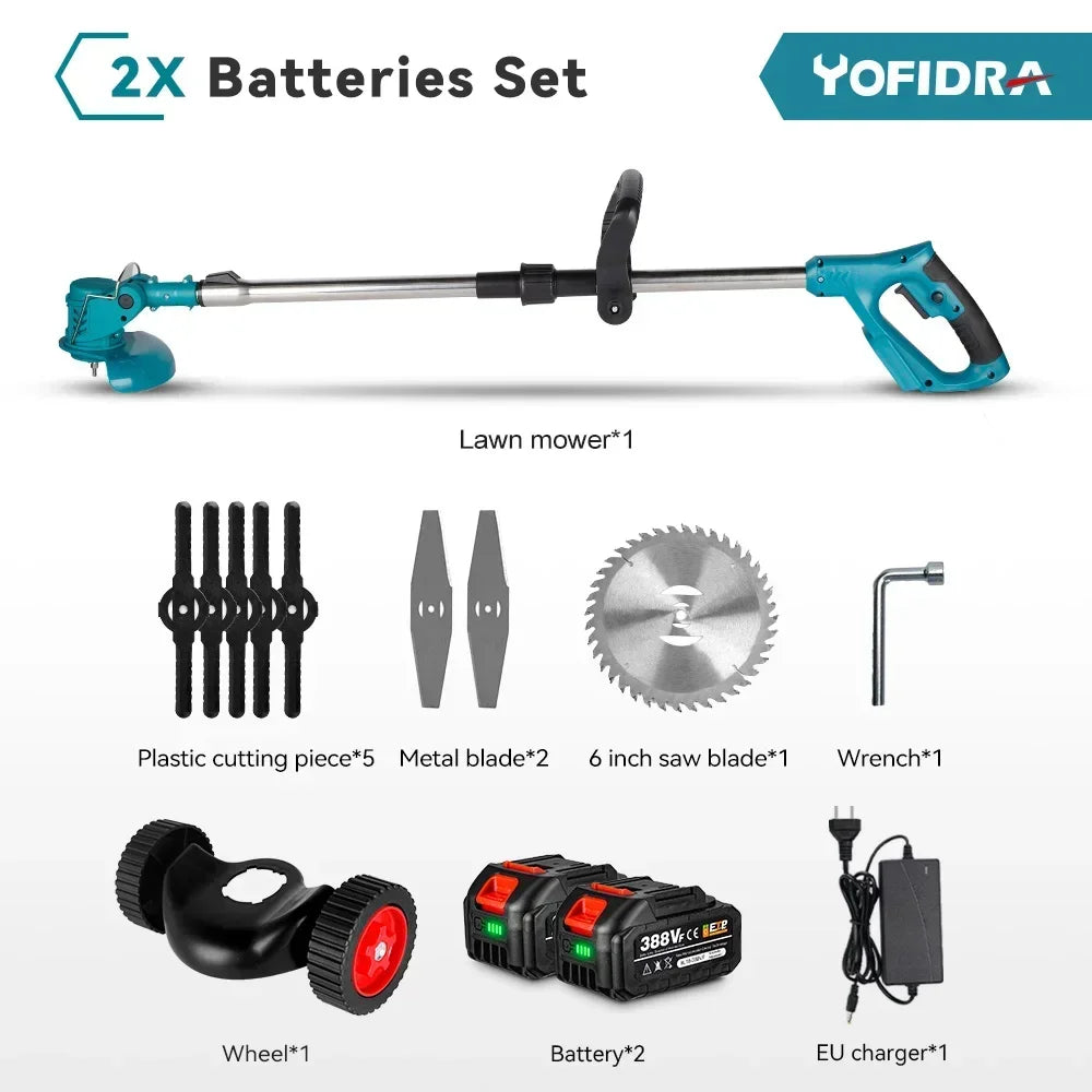 Cordless Electric Lawn Mower Foldable Adjustable Trimmer Efficient Garden Pruning Cutting Power Tools For Makita 18V Battery
