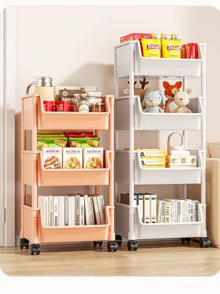 Rack Trolley Bookshelf Kitchen Storage Rack Kitchen Corner Narrow Slit Storage Cabinet Bathroom Living Room Snacks Rack