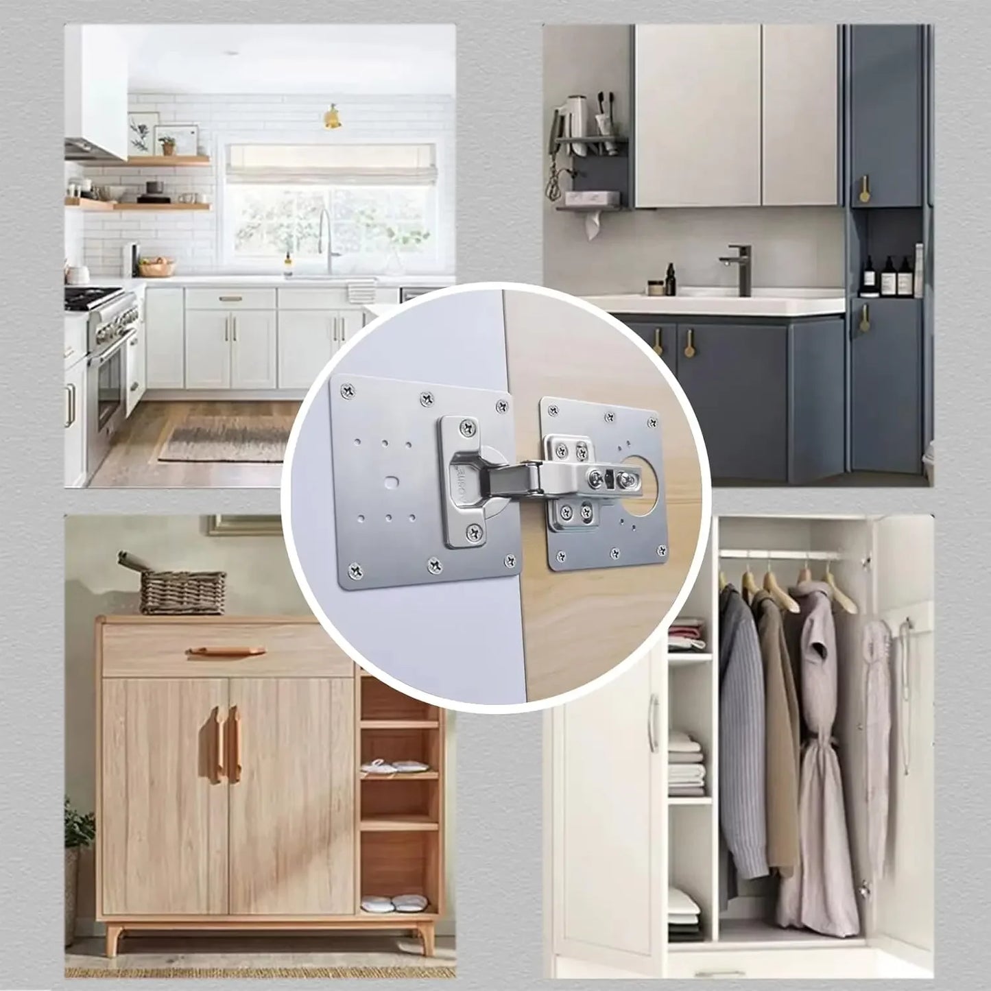 Cabinet Hinge Repair Plate Kit Kitchen Cupboard Door Hinge Mounting Plate With Holes Flat Fixing Brace Brackets Household Tools