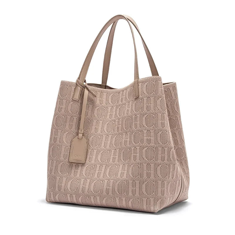 CH High-quality Temperament Ladies Handbag Handmade Large Capacity Women's Shoulder Bag Fashion Classic New Solid Color