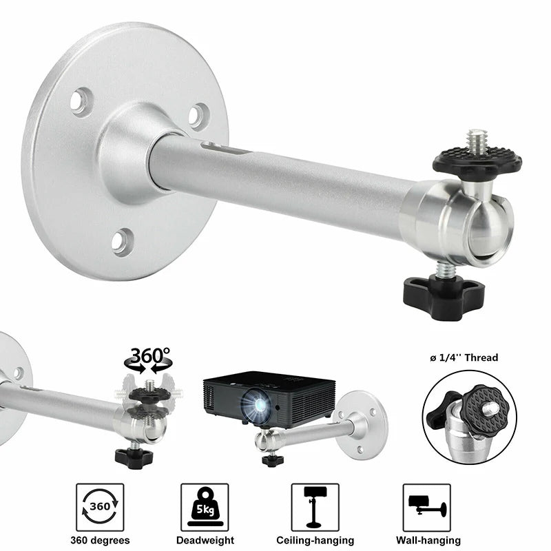 ThundeaL Wall Mount Metal Ceiling Projector 6mm Thread 21 cm Firm Projector Bracket Stand Rotatable DV Camera Bracket