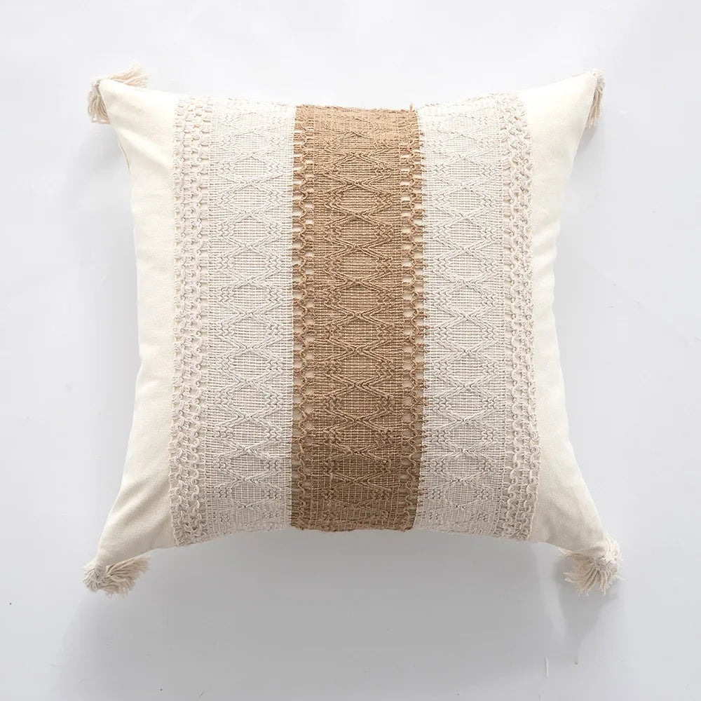 30x50/45x45cm Bohemian Linen Embroidered Fringed Throw Pillow Cover Waist Light Luxury Cushion Cover Pillowcase Home Decor