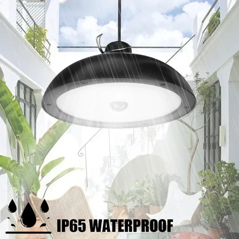 Solar Pendant Lamp Outdoor Waterproof Chandelier Light Hanging Shed LED Decorations with Remote Control for Indoor Shed Barn Roo