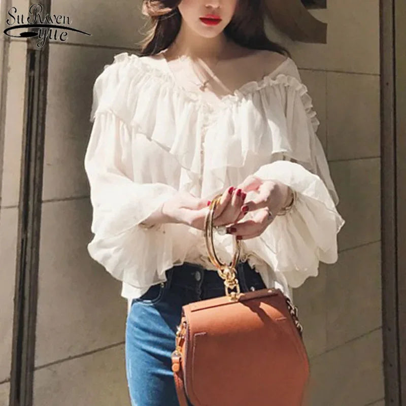 Autumn Fashion Button Up Shirt Spring Vintage Blouse Women White Lady Long Sleeves Female Loose Streetwear Shirts Design Tops