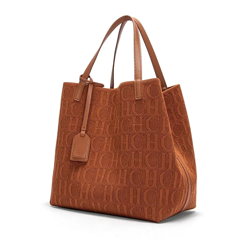 CH High-quality Temperament Ladies Handbag Handmade Large Capacity Women's Shoulder Bag Fashion Classic New Solid Color