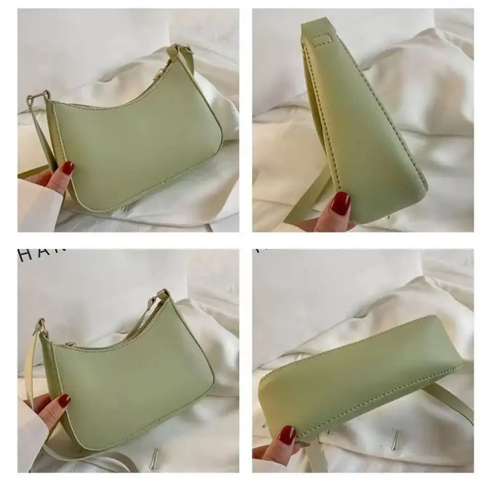 PU New Ladies Fashion Handbag Retro Pure Color Macaron Small Square Bag Hundreds of Shoulder Bags Casual Women's Bags