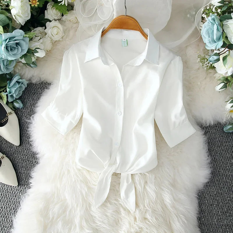 Autumn Fashion Button Up Shirt Spring Vintage Blouse Women White Lady Long Sleeves Female Loose Streetwear Shirts Design Tops