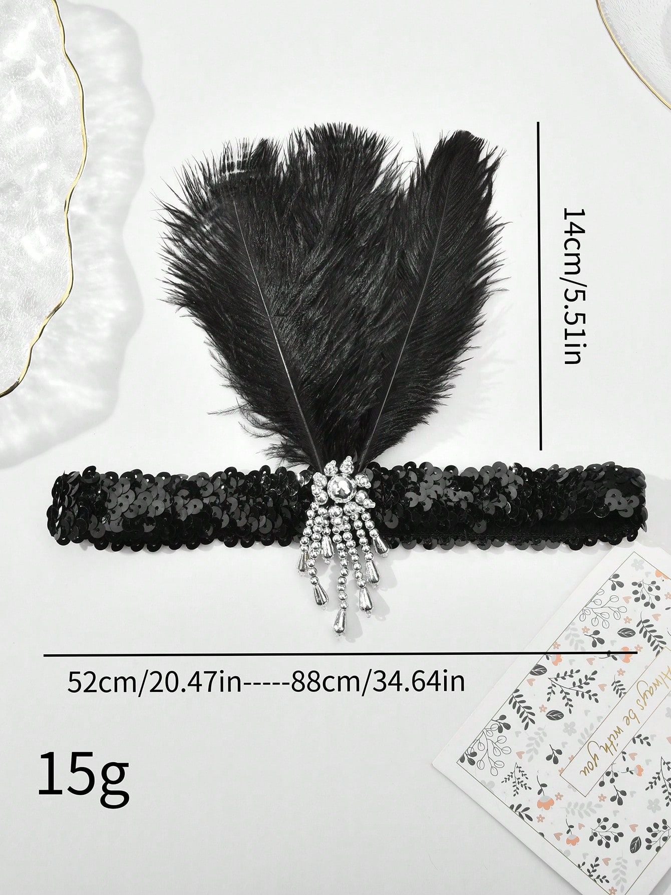 Headband 1920s Makeup Ball Decoration Feather Headband Gatsby Single Party Ladies Headwear Dress Up Feather Headband