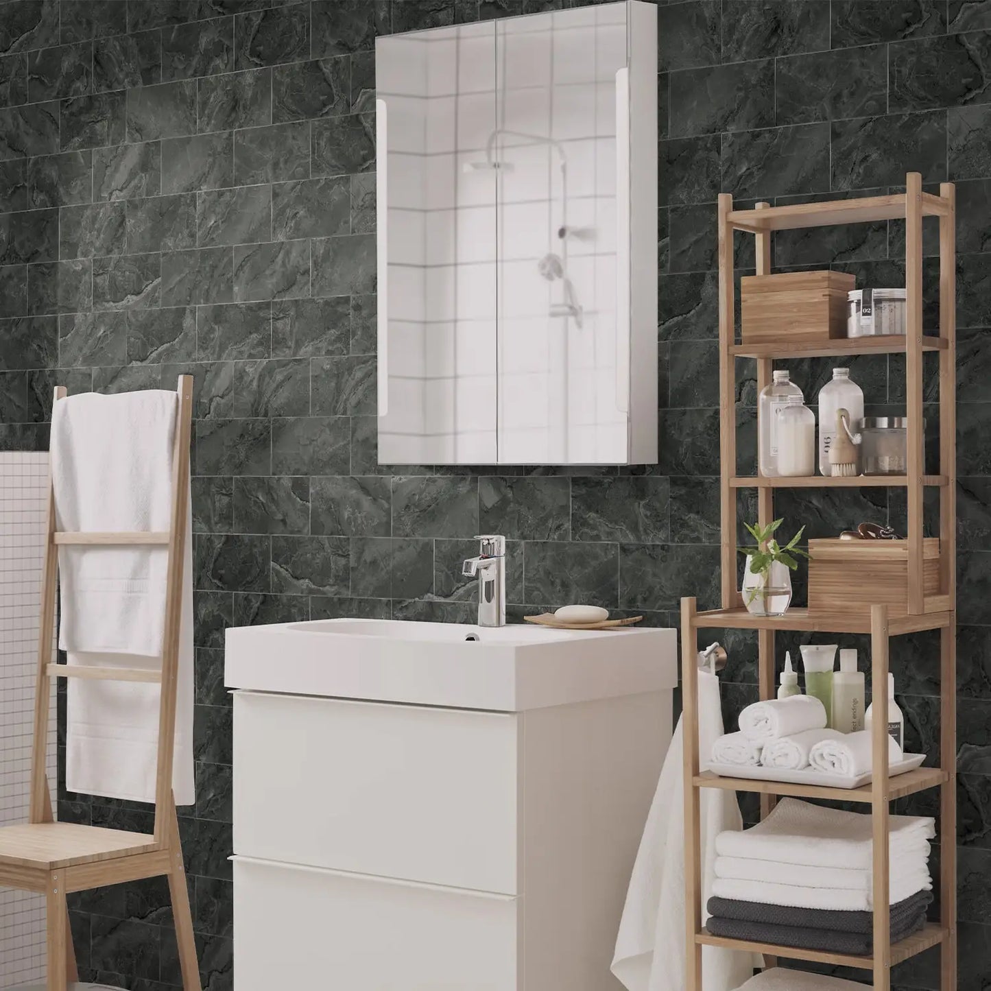 Marble Pattern Wall Sticker, 16/32/64pcs Peel & StickWall Decal, Waterproof Decorative Sticker For Home