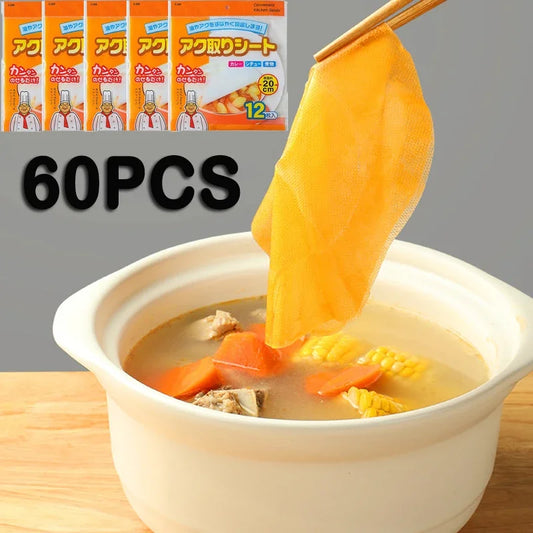 60/12pcs Disposable Soup Oil Absorbing Paper Food Soup Blotting Oil Health Filter Paper Food Grade Kitchen Gadgets Accessorie