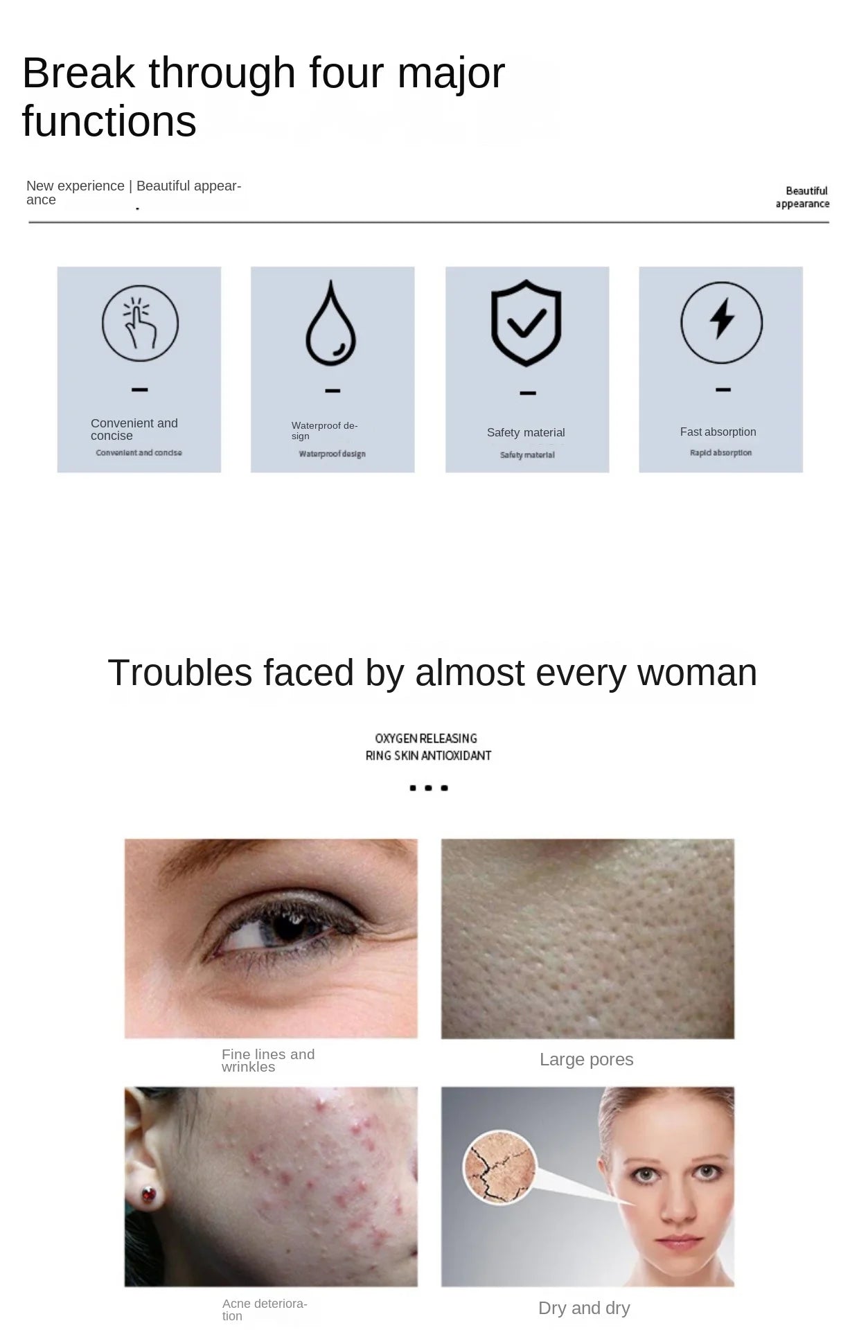 Free Shipping Oxygen Release Ring Shrink Pores Firm and Bright Lock Water Fading Wrinkle Smooth Elasticity Weaken Acne