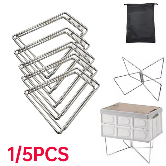 1/5PCS Stainless Steel Bracket Lightweight Foldable Cooler Bracket Camping Non-slip Picnic Barbecue Cooking Ice Bucket Rack