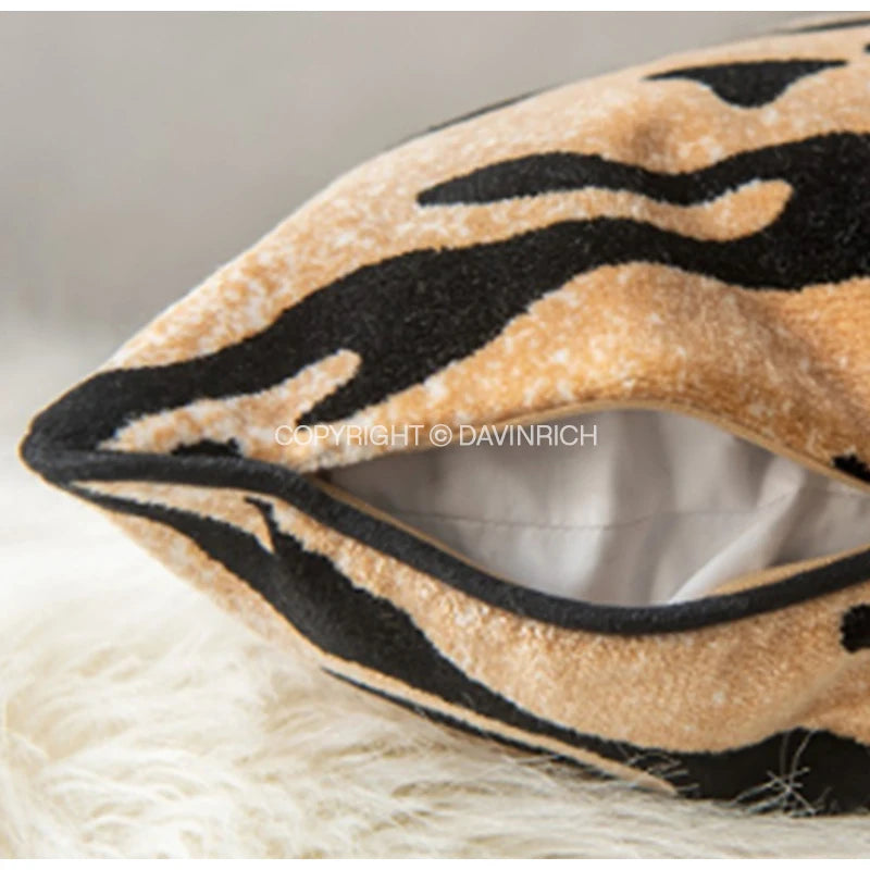DAVINRICH Leopard Cheetah Dots Pattern Throw Pillow Covers Animal Skin Stripes Accent Cushion Case Modern Mediaeval Home Decor