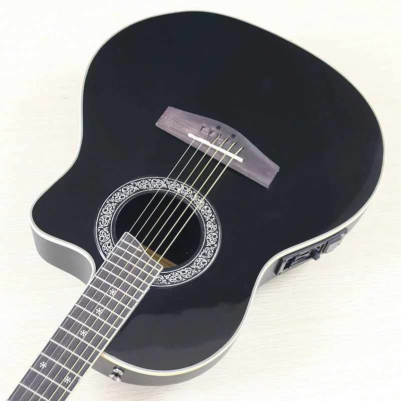 Ovation Model 41 Inch Round Back Electric Acoustic Guitar Cutaway Design 6 Strings Folk Style With Pick Up