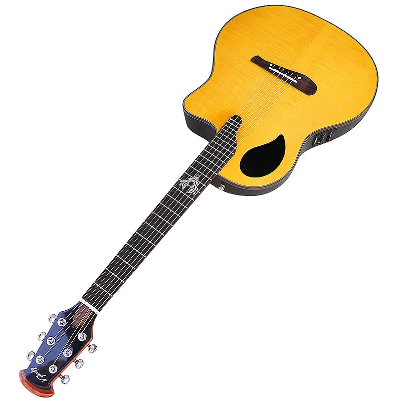 Ovation Model 41 Inch Round Back Electric Acoustic Guitar Cutaway Design 6 Strings Folk Style With Pick Up