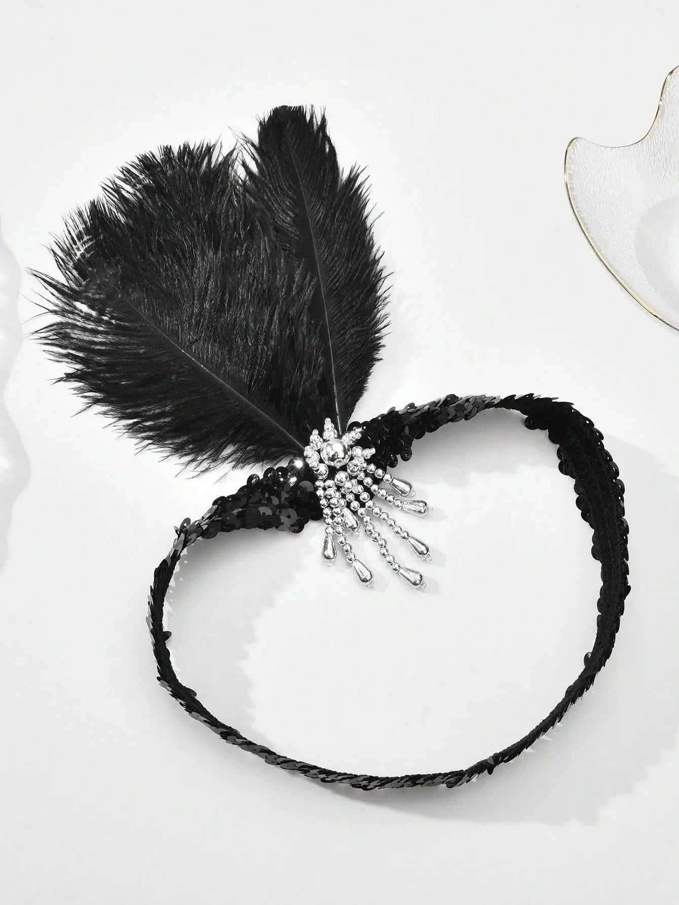 Headband 1920s Makeup Ball Decoration Feather Headband Gatsby Single Party Ladies Headwear Dress Up Feather Headband