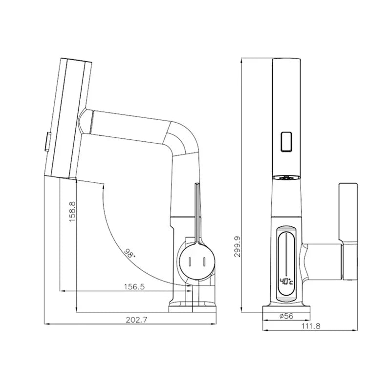 Waterfall Temperature Digital Display Basin Faucet Lift Up Down Stream Sprayer Hot Cold Water Sink Mixer Wash Tap For Bathroom