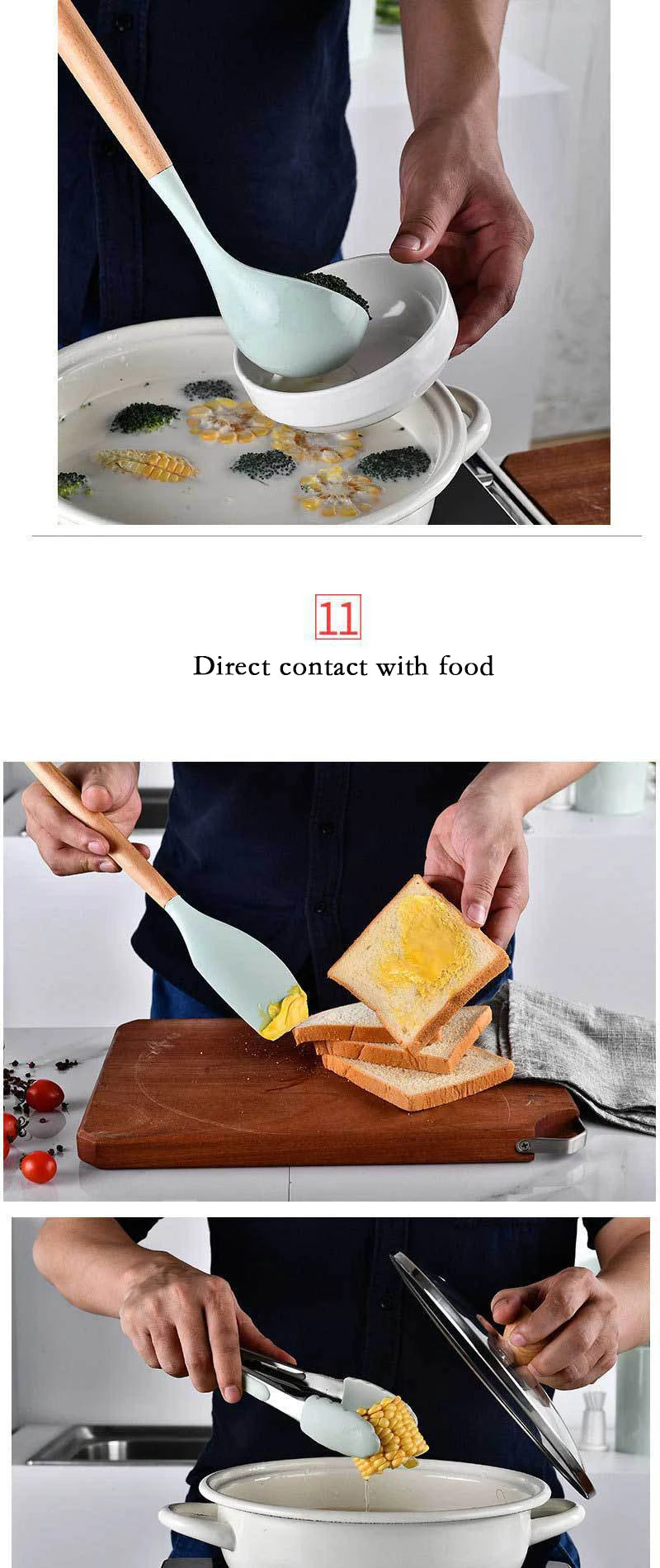 Heat Resistant Silicone Kitchenware Cooking Utensils Set Kitchen Non-Stick Cooking Utensils Baking Tools With Storage Box Tools