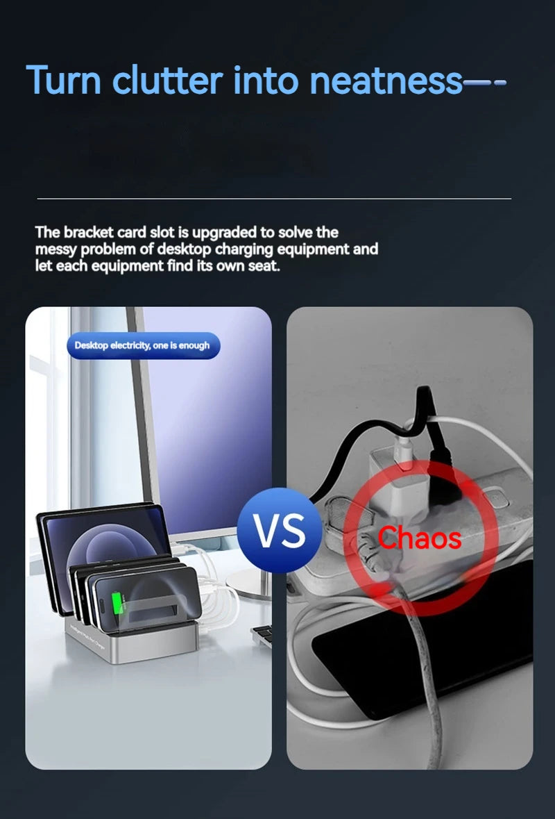6IN1 Universal 72W 6 Port Multi USB Type C QC3.0 Charger PD Fast Charging Dock Station for Iphone 16 15 14 13 12 Pro Max Samsung