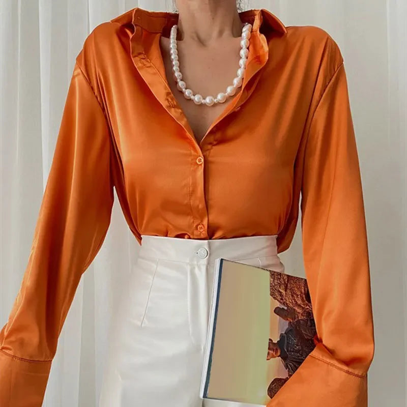 Autumn Fashion Button Up Shirt Spring Vintage Blouse Women White Lady Long Sleeves Female Loose Streetwear Shirts Design Tops