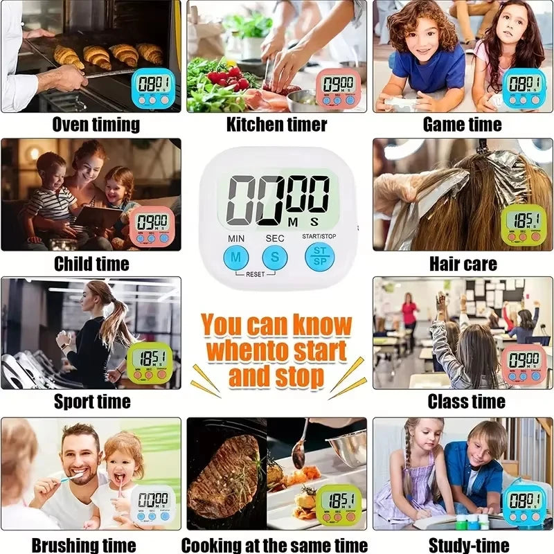 LED Display Counter Alarm Clock Manual Electronic Countdown Sports Magnetic Digital Timer Kitchen Cooking Shower Study Stopwatch