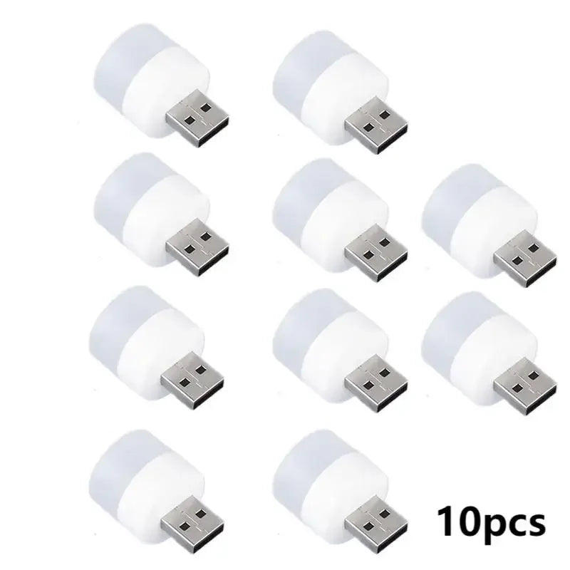 10pcs USB Plug LED Reading Lamps Eye Protection round Light for Computer Mobile Power Small Book Night Light