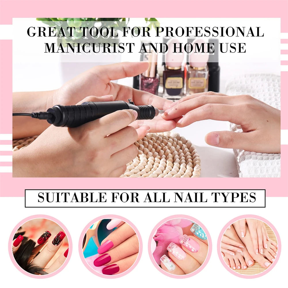 LULAA Strong Electric Nail Sander Nail Drill Machine Grinding Equipment Milling Cutter For Manicure Pedicure Polishing Tools