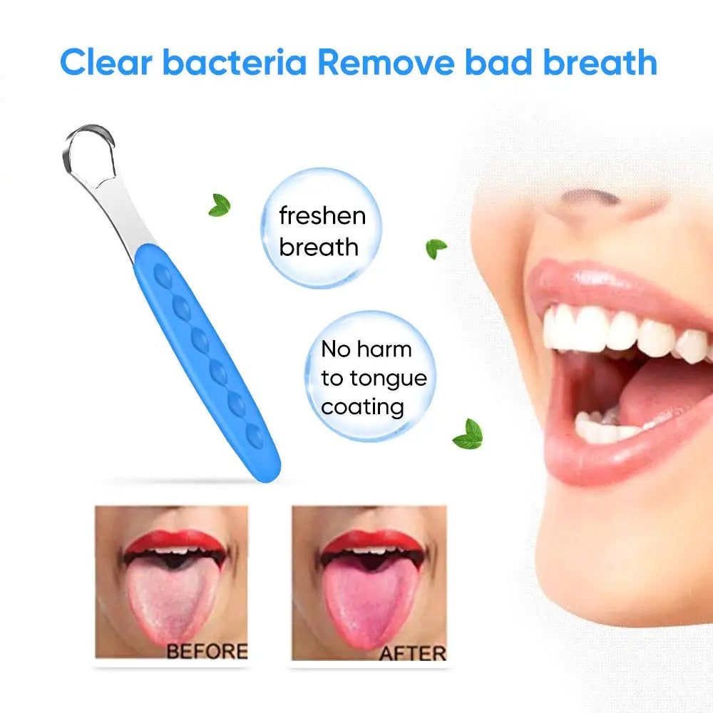 1Pcs Tongue Cleaner Portable Case Stainless Steel Tongue Scraper To Remove Bad Breath Mouth Cleaner Board Reuse Oral Care
