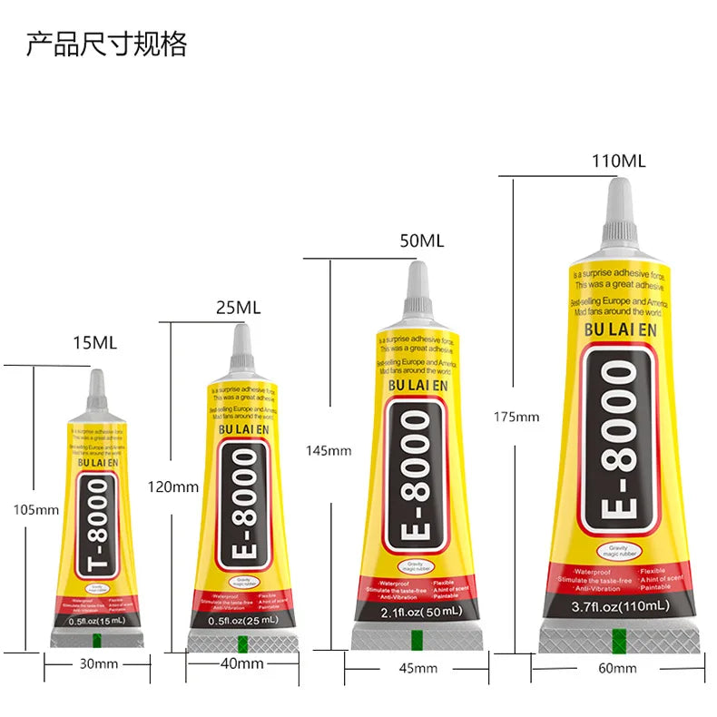 Car 15/50/110ml B-7000 Glue E-8000 Adhesive Epoxy Resin Repair Cell Phone Touch Screen Liquid Glue Jewelry Craft Adhesive Glue