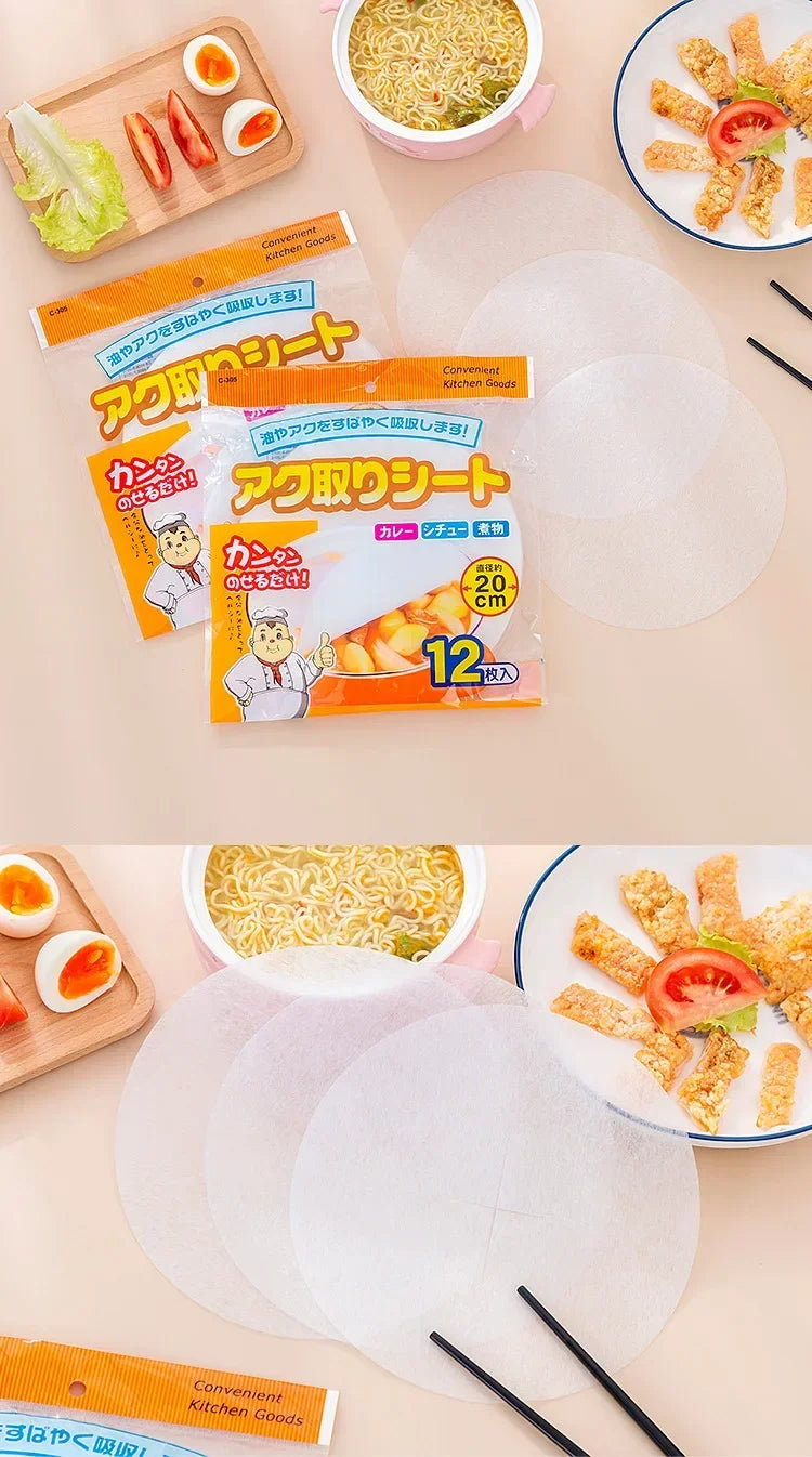 12/24/60pcs Disposable Soup Oil Absorbing Paper Food Soup Blotting Oil Health Filter Paper Food Grade Kitchen Gadgets Accessorie