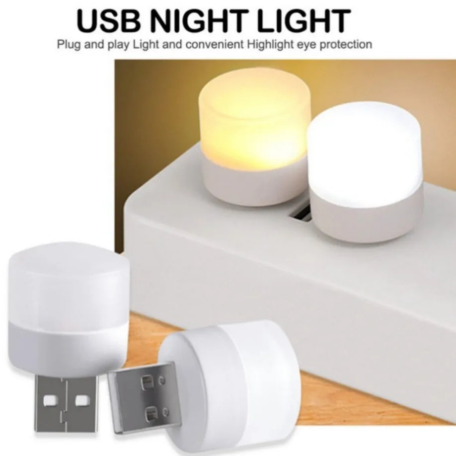 10pcs USB Plug LED Reading Lamps Eye Protection round Light for Computer Mobile Power Small Book Night Light
