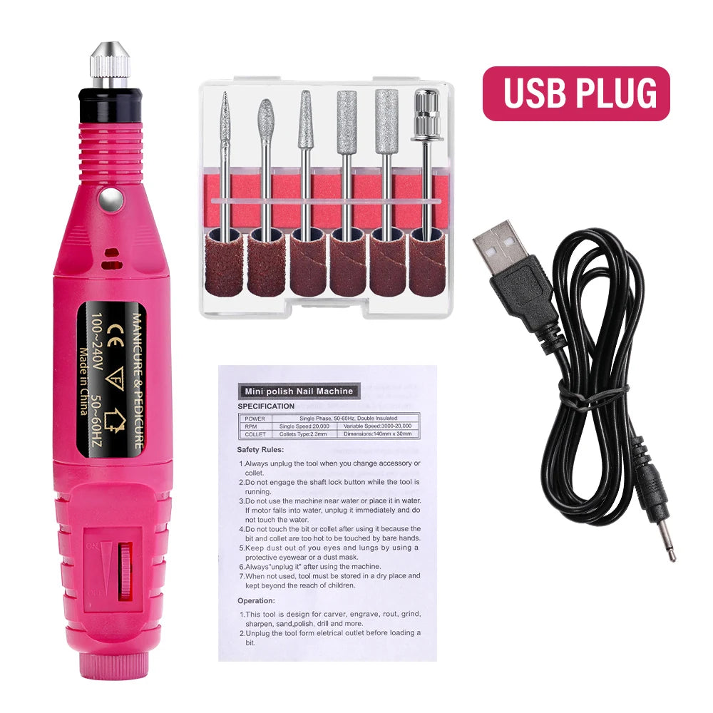 LULAA Strong Electric Nail Sander Nail Drill Machine Grinding Equipment Milling Cutter For Manicure Pedicure Polishing Tools