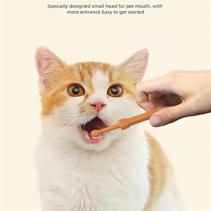 Teeth Whitening Dog Cat Silicone Soft Toothbrush Oral Care Puppy Toothbrush Toothpaste Pet Kit Teeth Cleaning Pet Supplies