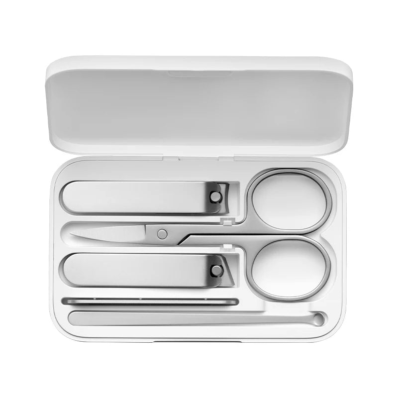 XIAOMI Mijia nail clipper five-piece set white high-quality stainless steel magnetic absorption simple five-piece set portable