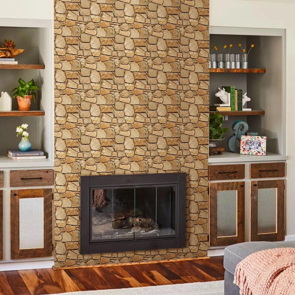 1/10pcs 3D Faux Stone Wall Panels Peel and Stick Wall Tiles Decorative 3D Wall Sticker Self-adhesive Wall Tile Sticker