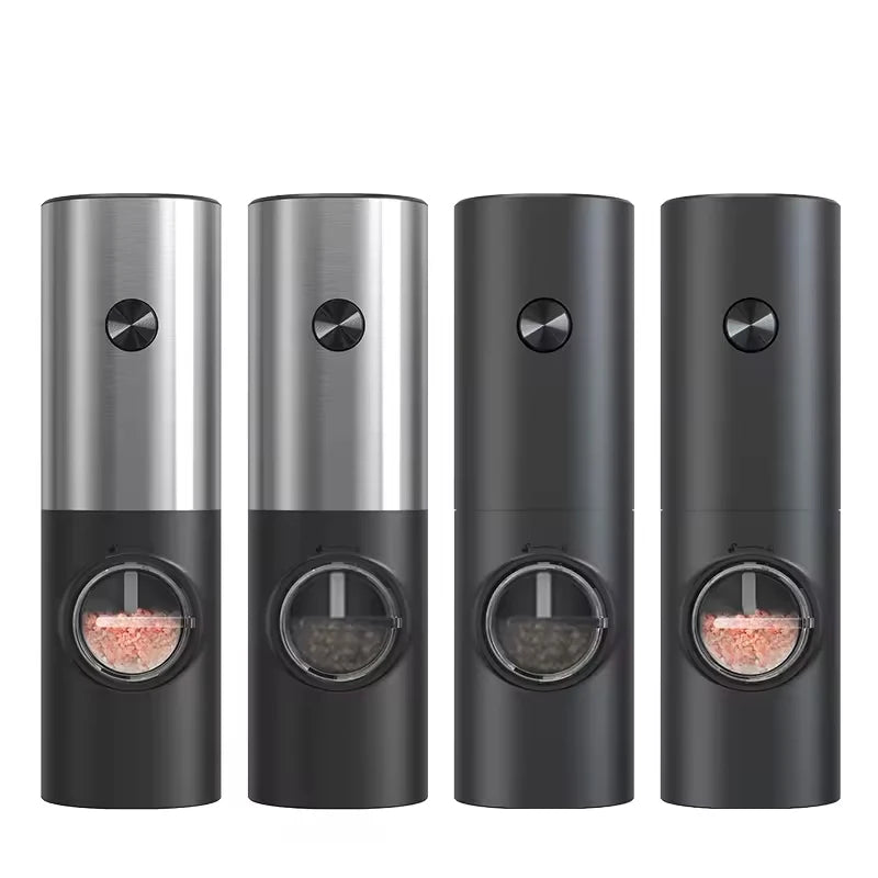 Electric Automatic Mill Pepper And Salt Grinder With Base Set Battery Powered With LED Light Adjustable Coarseness Kitchen Tool