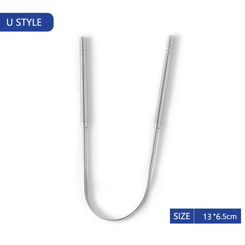 Stainless Steel Tongue Scraper Cleaner Travel Handy Case Fresh Breath Cleaning Coated Oral Hygiene Scrapper Cleaning Tools