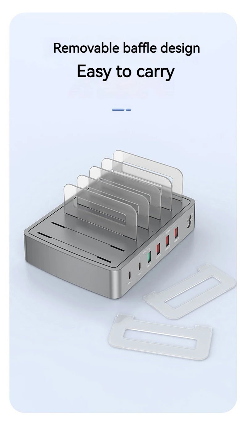 6IN1 Universal 72W 6 Port Multi USB Type C QC3.0 Charger PD Fast Charging Dock Station for Iphone 16 15 14 13 12 Pro Max Samsung