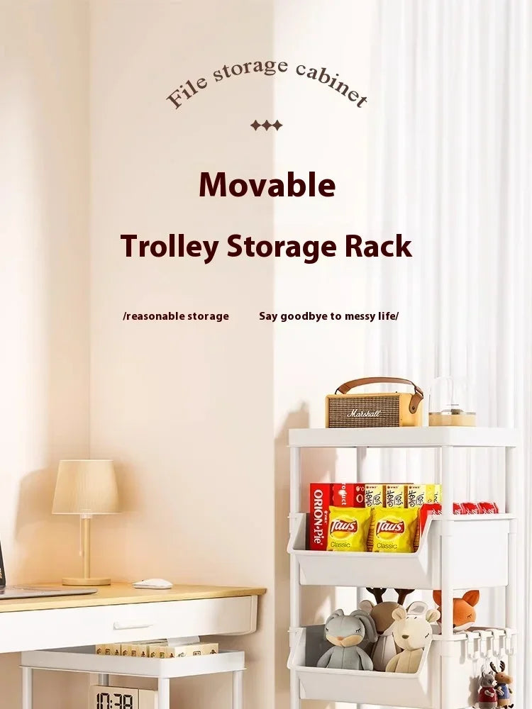 Rack Trolley Bookshelf Kitchen Storage Rack Kitchen Corner Narrow Slit Storage Cabinet Bathroom Living Room Snacks Rack
