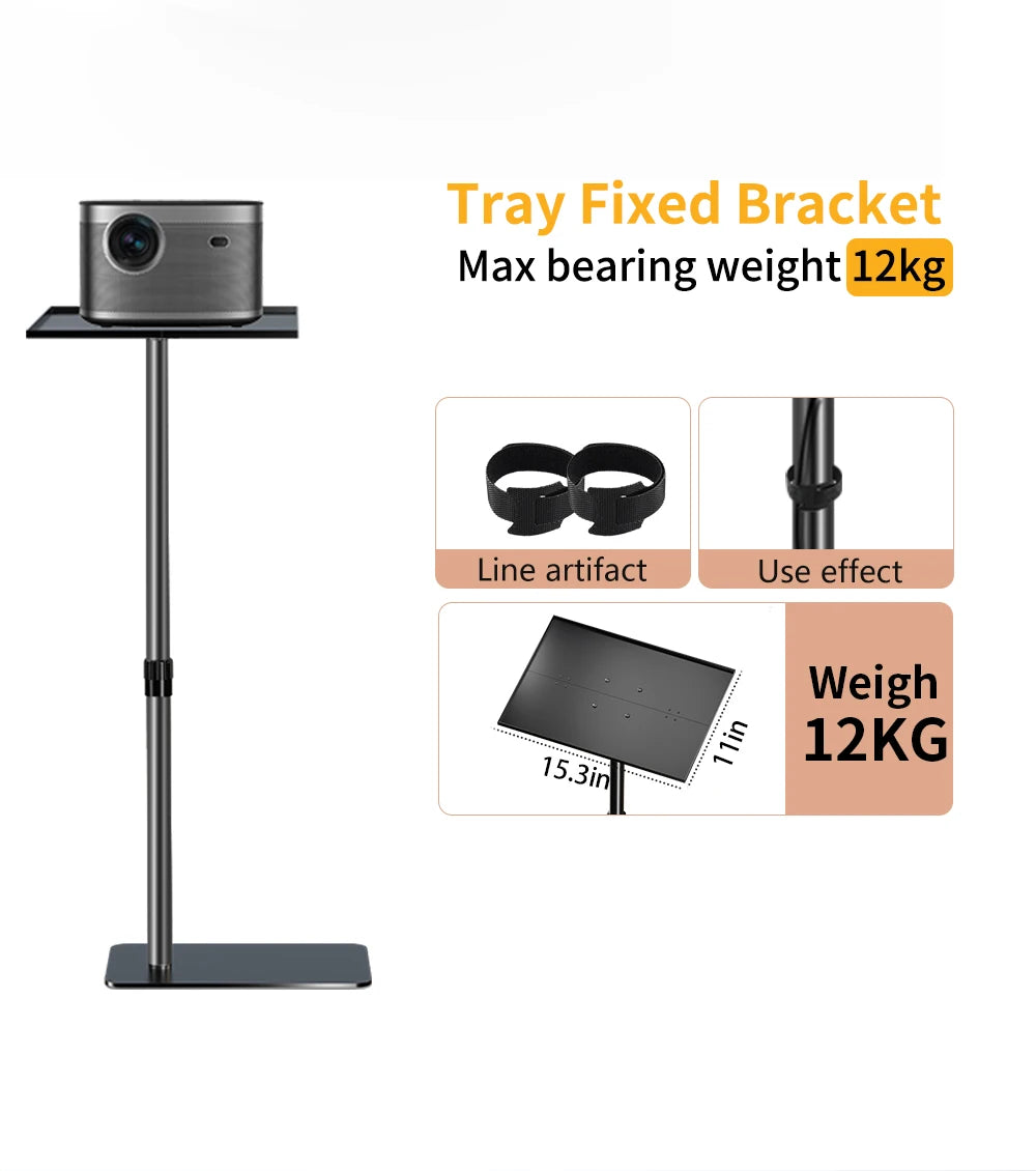 128cm/50Inch Floor Projector Support Stand Metal Holder Multi-angle Adjustable 360 PTZ Rotating Projector Bracket for Film Video