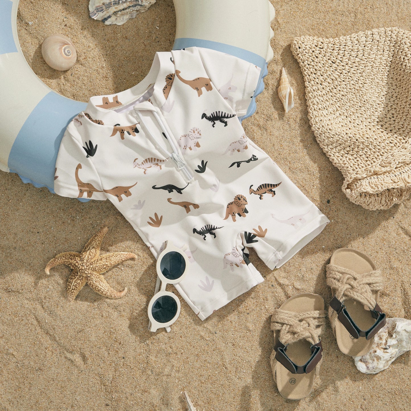 ma&baby 0-3Y Newborn Infant Toddler Baby Boy Girl Swimsuit Dinosaur Coconut Tree Short Sleeve Swimwear Beachwear Bathing Suit