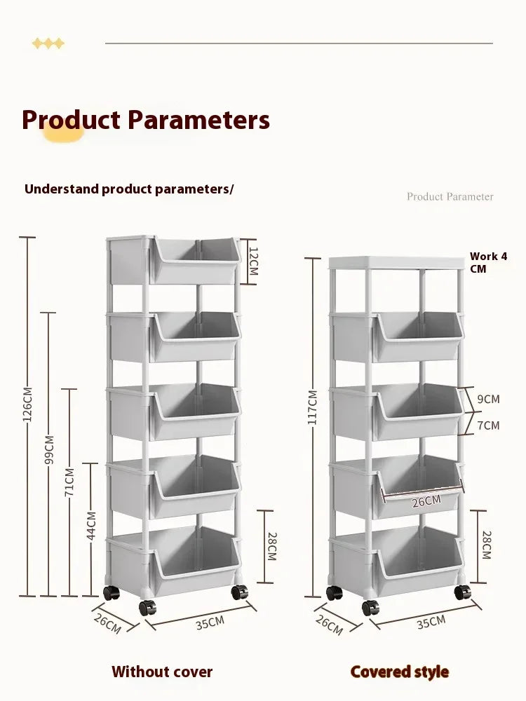 Rack Trolley Bookshelf Kitchen Storage Rack Kitchen Corner Narrow Slit Storage Cabinet Bathroom Living Room Snacks Rack