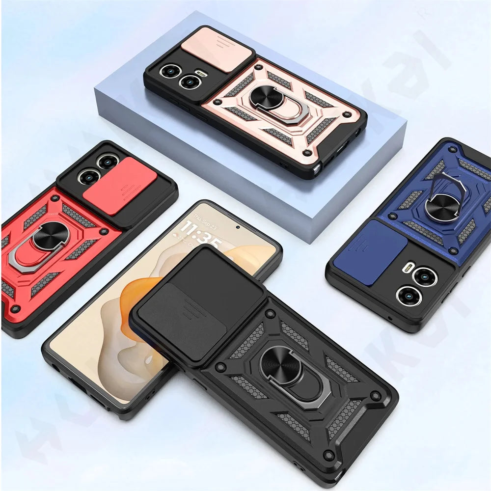 Case For Motorola Moto Edge 50 Pro Fusion 40 Neo G84 G54 4G Pro G34 G53 Camera Lens Cover Phone Case Ring Stand rotate Cover