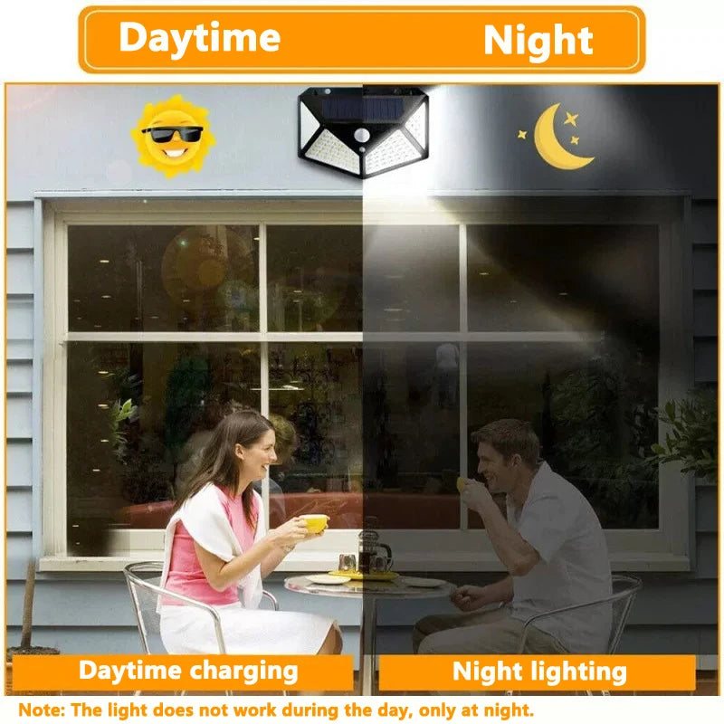 Multifunctional Solar Lamp Outdoor Garden Decoration Solar 100LED Light Waterproof Sunlight Powered Spotlight with Motion Sensor