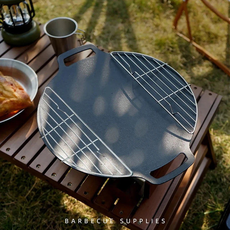 Outdoor Barbecue Net Steam Rack Stainless Steel Camping Barbecue Frying Pan Barbecue Meat Drain Anti Scorching Grill