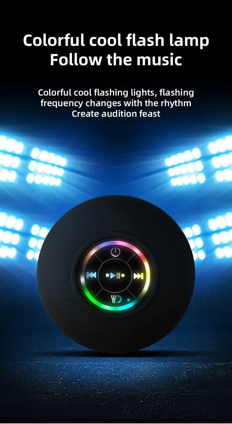 2025 Bathroom Waterproof Wireless LED Bluetooth Speaker Large Suction Cup Mini Portable Speaker Outdoor Sports Stereo Speaker