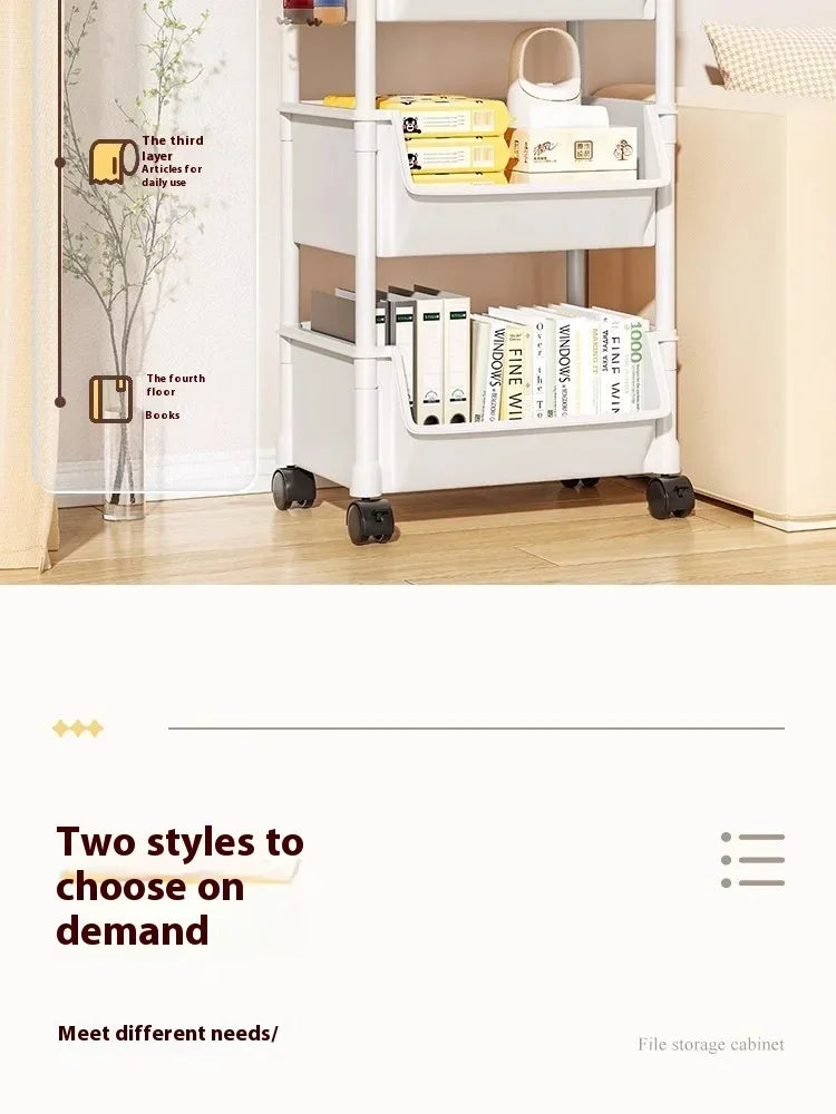 Rack Trolley Bookshelf Kitchen Storage Rack Kitchen Corner Narrow Slit Storage Cabinet Bathroom Living Room Snacks Rack